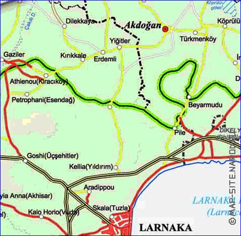 Administrativa mapa de Chipre