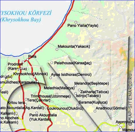 Administrativa mapa de Chipre