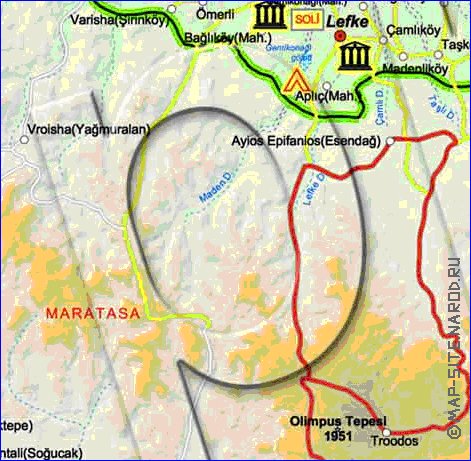 Administrativa mapa de Chipre