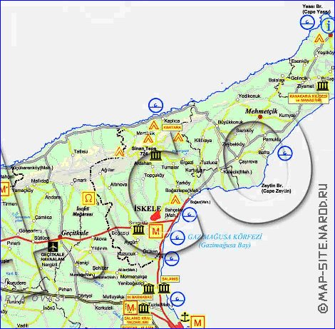 Administrativa mapa de Chipre