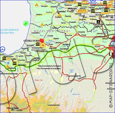 Administrativa mapa de Chipre