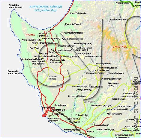 Administrativa mapa de Chipre