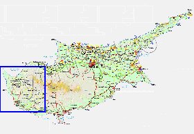 Administrativa mapa de Chipre