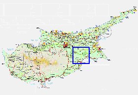 Administrativa mapa de Chipre