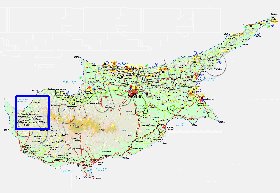 Administrativa mapa de Chipre