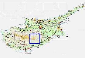 Administrativa mapa de Chipre