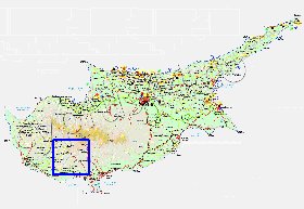 Administrativa mapa de Chipre