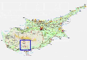 Administrativa mapa de Chipre