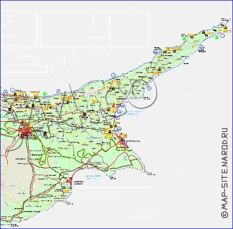 Administrativa mapa de Chipre