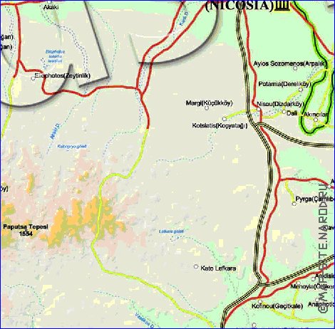 Administrativa mapa de Chipre