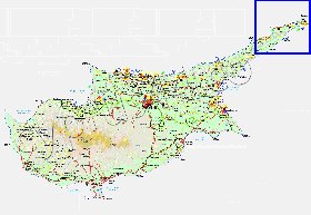 Administrativa mapa de Chipre