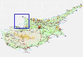 Administrativa mapa de Chipre