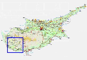 Administrativa mapa de Chipre