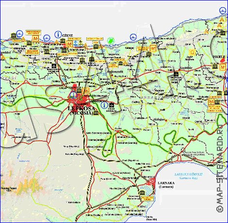 Administrativa mapa de Chipre