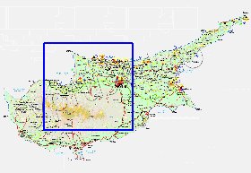 Administrativa mapa de Chipre