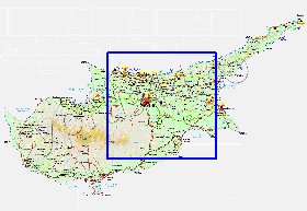 Administrativa mapa de Chipre