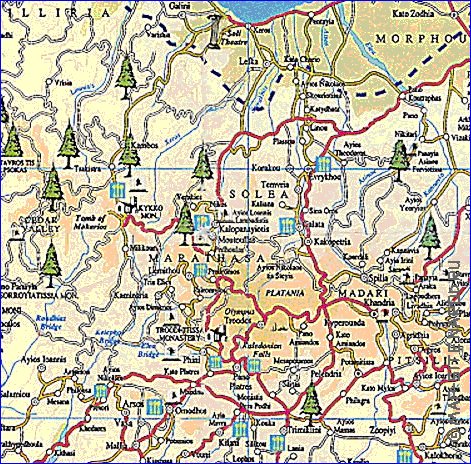 mapa de de estradas Chipre em ingles