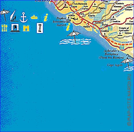 mapa de de estradas Chipre em ingles