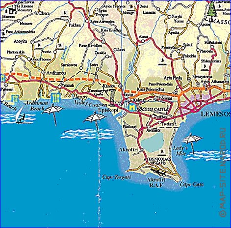 carte de des routes Chypre en anglais