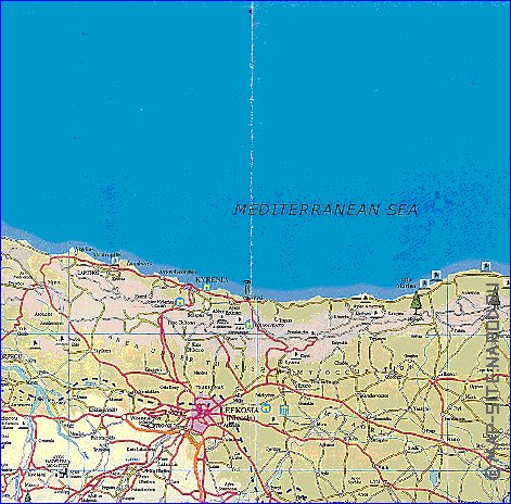 mapa de de estradas Chipre em ingles