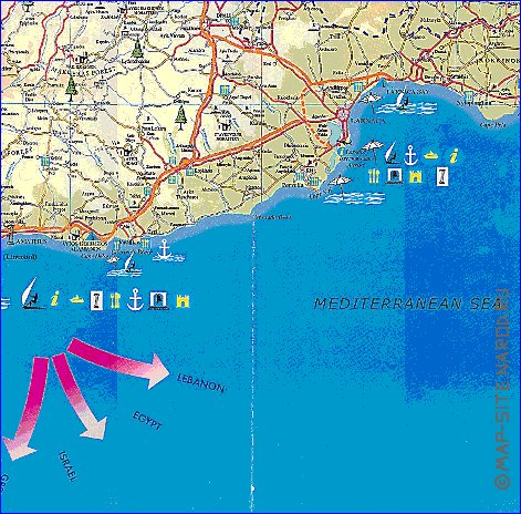 mapa de de estradas Chipre em ingles