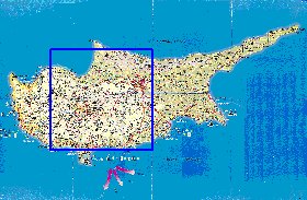 mapa de de estradas Chipre em ingles