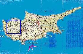 carte de des routes Chypre en anglais