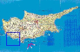 mapa de de estradas Chipre em ingles