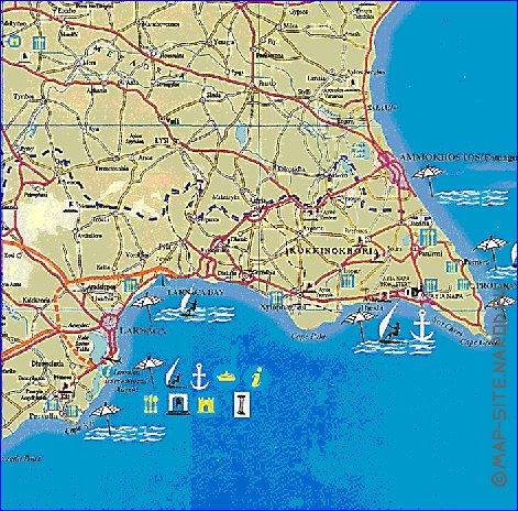 mapa de de estradas Chipre em ingles