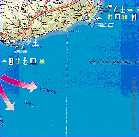 mapa de de estradas Chipre em ingles