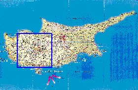 carte de des routes Chypre en anglais