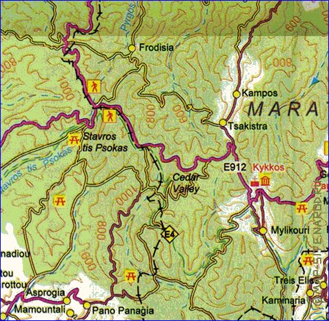 mapa de Chipre em ingles