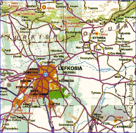 mapa de Chipre em ingles