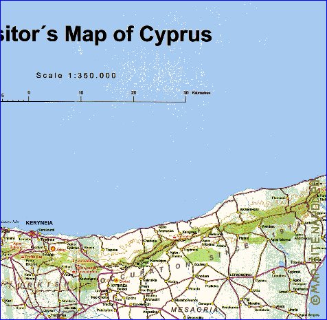 mapa de Chipre em ingles