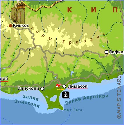 Physique carte de Chypre