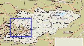 mapa de Quirguizia em ingles