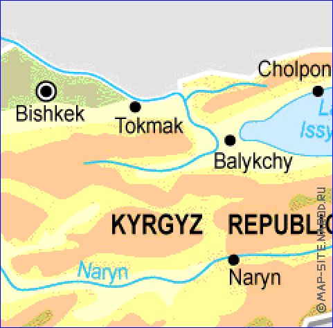 Fisica mapa de Quirguizia em ingles