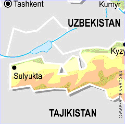 Fisica mapa de Quirguizia em ingles