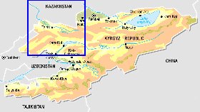 Fisica mapa de Quirguizia em ingles