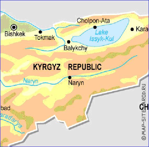 Fisica mapa de Quirguizia em ingles