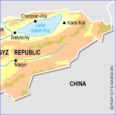 Fisica mapa de Quirguizia em ingles