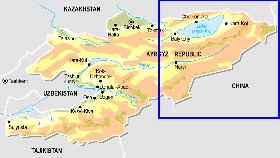 Fisica mapa de Quirguizia em ingles