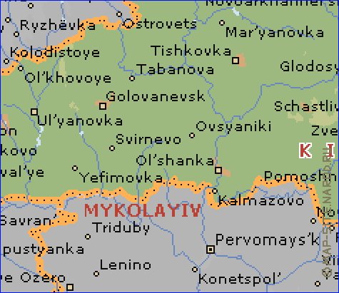 carte de Oblast de Kirovohrad en anglais