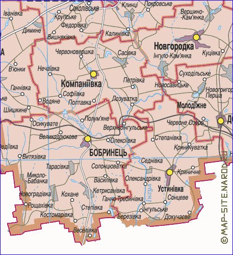 Карта кировоградской области с районами и деревнями подробная