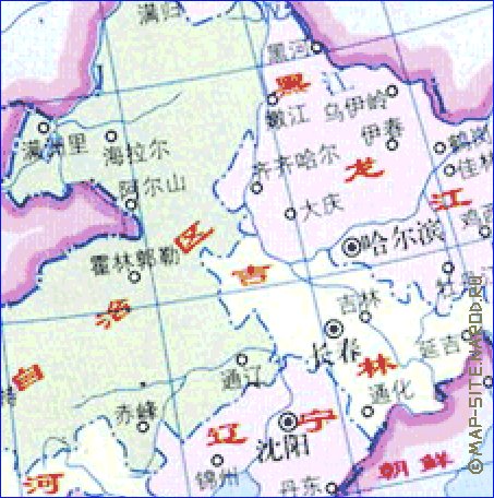 Administrativa mapa de Republica Popular da China em chines