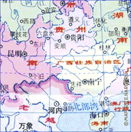 Administrativa mapa de Republica Popular da China em chines