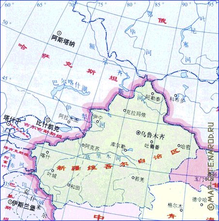 Administrativa mapa de Republica Popular da China em chines