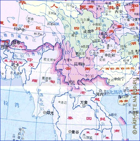 Administrativa mapa de Republica Popular da China em chines