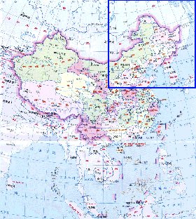 Administrativa mapa de Republica Popular da China em chines