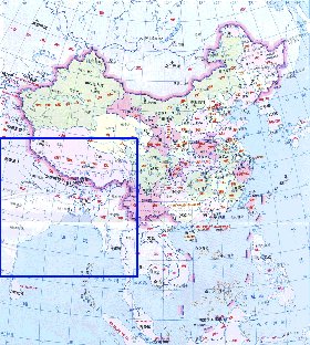 Administrativa mapa de Republica Popular da China em chines